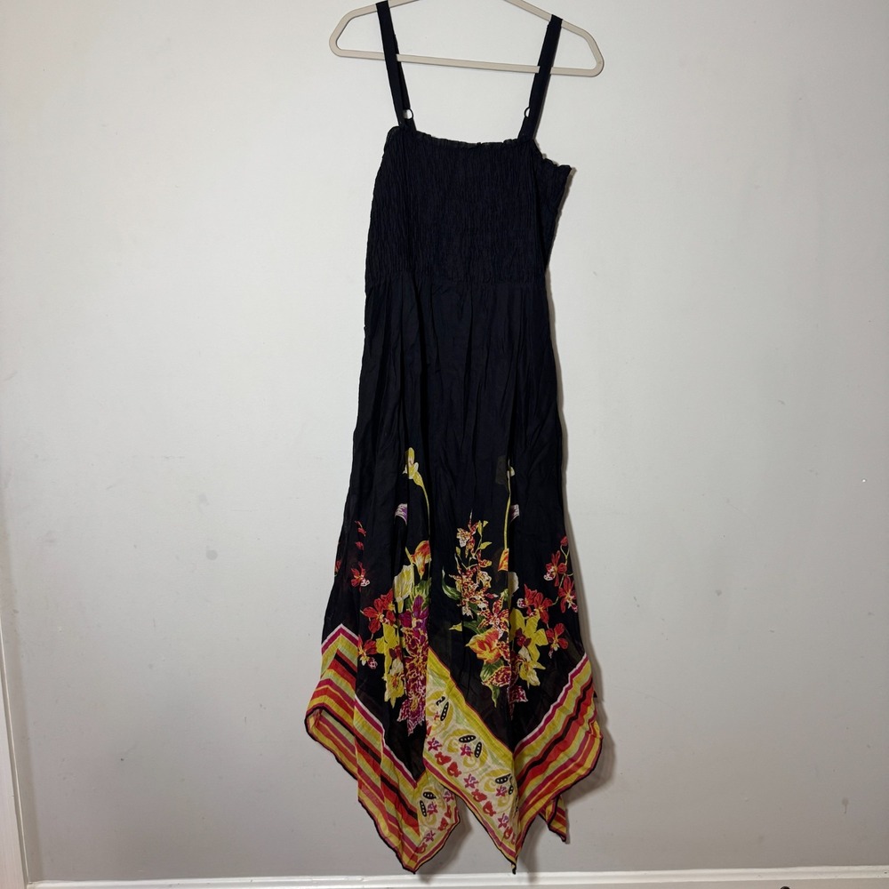Soft Surroundings Maxi Dress Large Maya Rivera Smock Sundress Handkerchief Boho